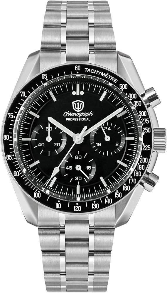 watchdives WD1860 WD1861 WD1863 Men's Chronograph Japanese VK63 Quartz Sports Watch 40mm Bubble Sapphire Glass Wrist Watch 100M Diving Watch with Stainless Steel Strap
