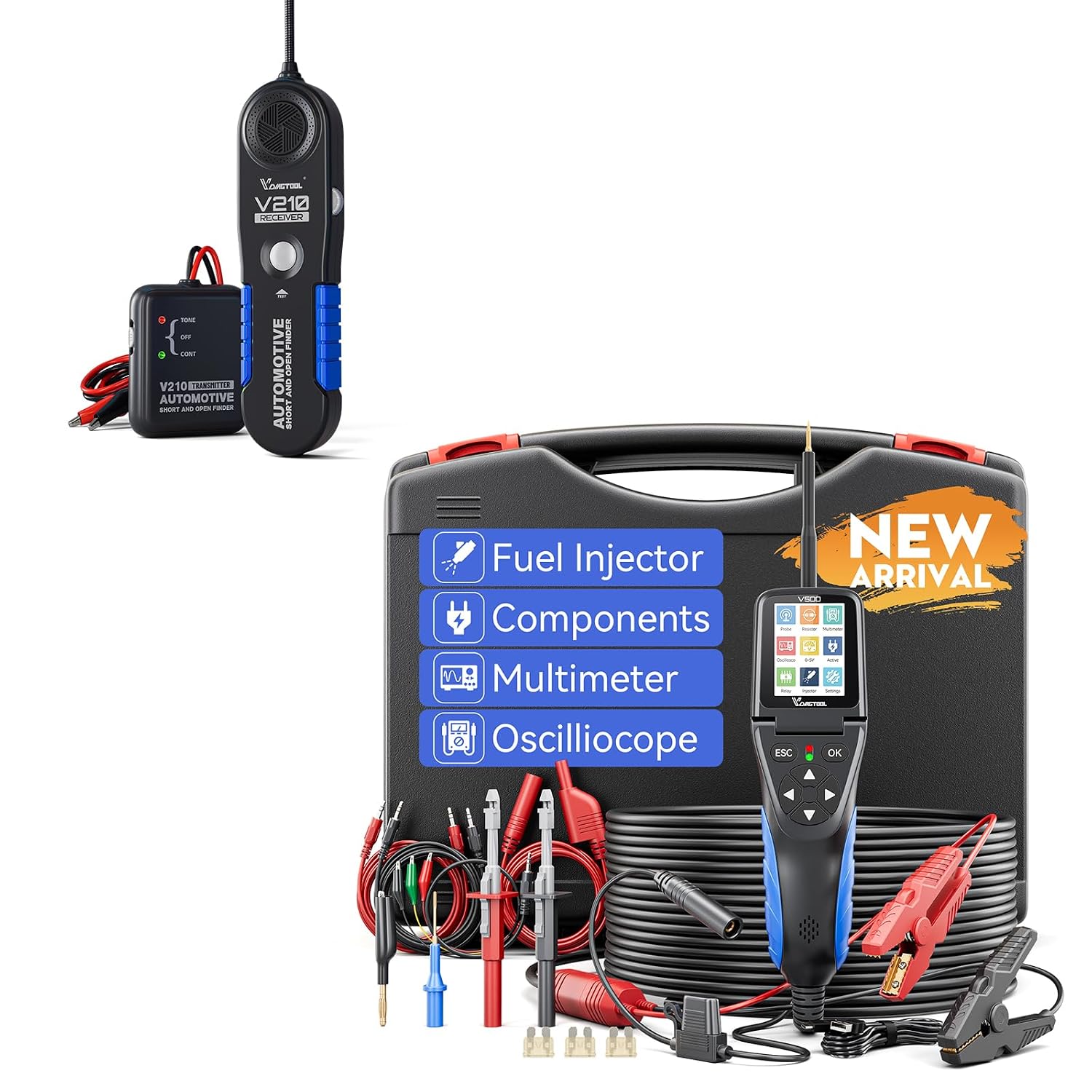 VDIAGTOOL V500 Intelligent Power Circuit Probe Tester Kit with V210 Automotive Electrical Open & Short Finder 2-in-1 Auto Electrical Tool