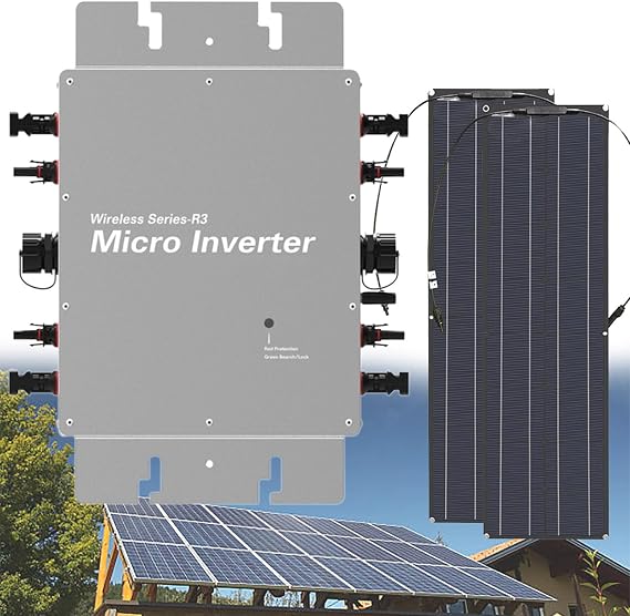 Solar Micro Inverter, 1600W Grid Tie MPPT Pure Sine Wave Dc to Ac 120/230V Automatic Identification Solar Grid Tie Micro Inverter, for Roof Outdoor,PackageB