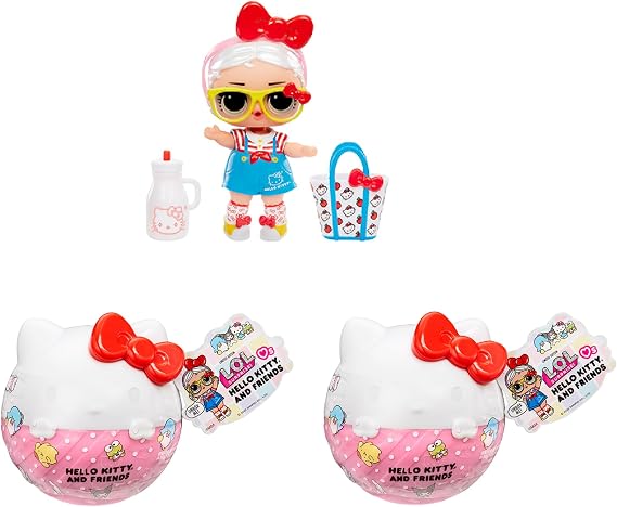 LOL Surprise! Loves Hello Kitty and Friends, 2 Blind Packs with 7 Surprises 8 Limited-Edition Dolls to Collect, One Random Character per Ball Gift for Kids Ages 4+