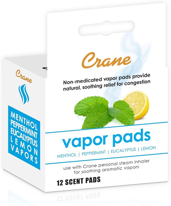 Crane Vapor Pads for EE-5948 Cordless Personal Steam Inhaler, White, 12 Count (Pack of 1)