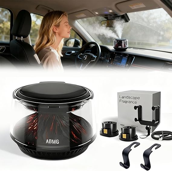 Volcano & Glacier Car Air Freshener, car air freshener hanging, Rechargeable Auto On/Off, Intelligent Car Diffuser for Cars, Home, Room, Office (USB Charge with Holder)