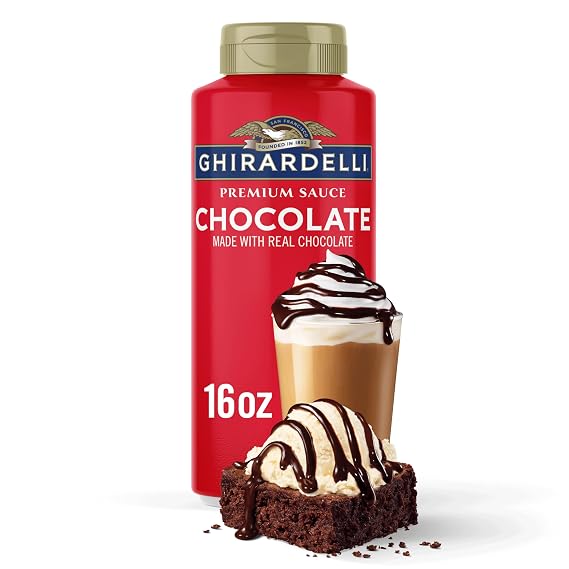 GHIRARDELLI Premium Dessert Sauce 16 oz Bottle, Chocolate Rich Dessert & Coffee Topping Made with Real Chocolate