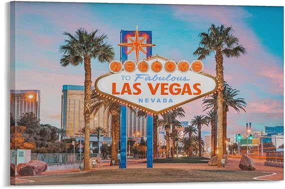 Las Vegas Colorful Poster Print Horizontal Poster Print Decorative Pain Ting Canvas Wall Art Living Room Posters Bedroom Painting 24x36inch(60x90cm)
