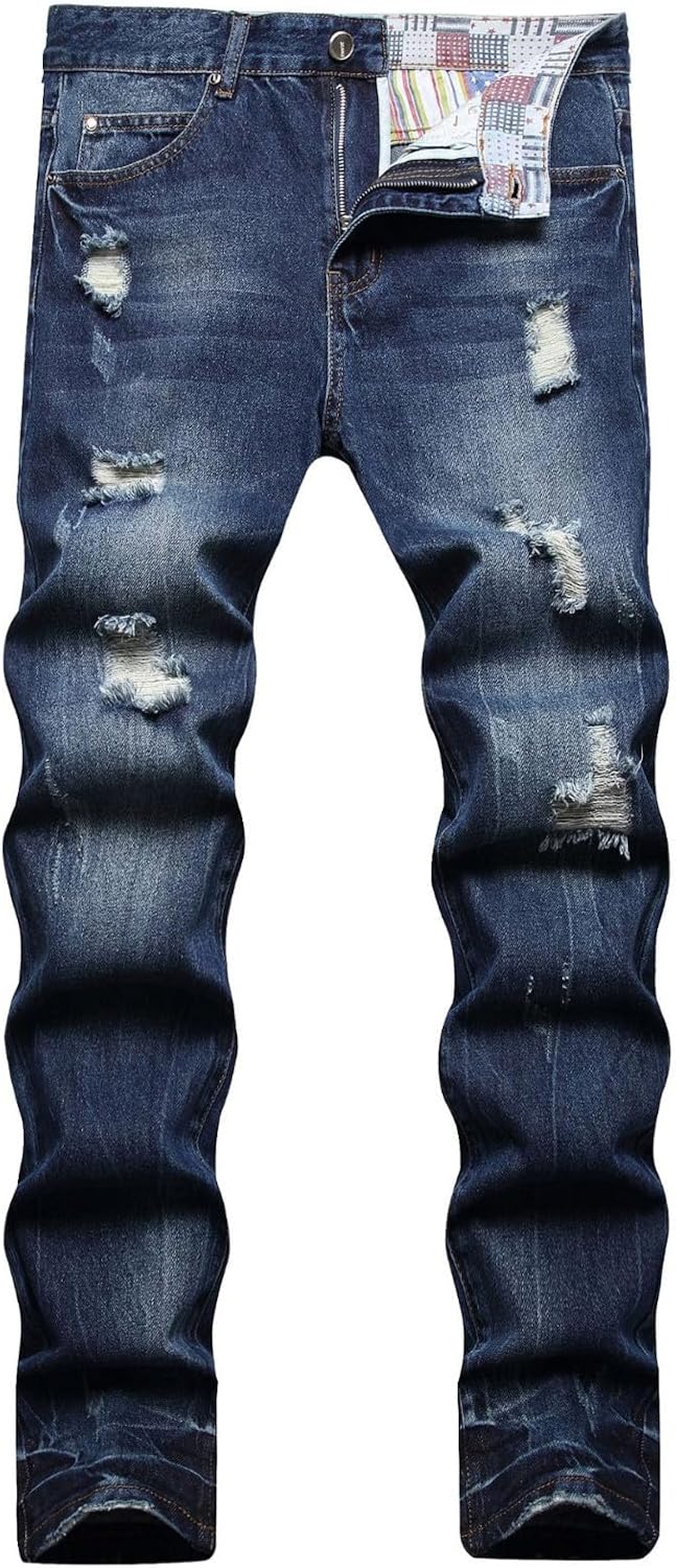 Men's Ripped Jeans Slim Fit Jeans Skinny Stretch Denim Joggers Distressed Destroyed Straight Fit Comfort Pants