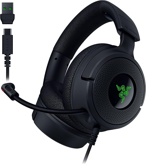 Razer Kraken V4 X Wired Gaming Headset: 40mm Driver - Cardioid Microphone - Memory Foam Cushion - Chroma RGB Lighting - Type C & Type A Cable - for PC, Mac, PS5, Nintendo Switch, Steam Deck