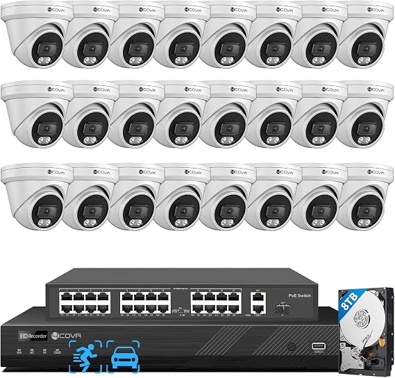 4COVR 4K 32 Channel Security Camera System PoE with 8TB HDD, LY97SA8M3224