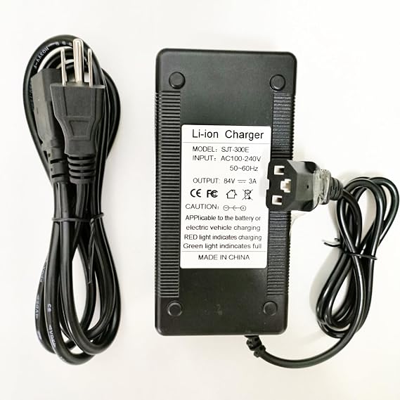 [Verified Fit] 84V 3A Charger 3-Pin Plug for 72 Volt Lithium Battery, for 72V (20S) 12AH 20AH 30AH and More 72V Lithium Scoote-rs and More Devices 84 Volt 3 Amp Max