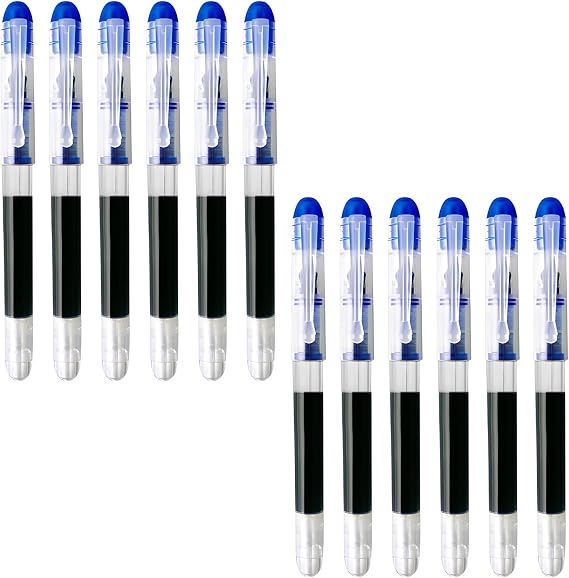 12PCS Blue Disposable Fountain Pens - Smooth Writing Fountain Pen with Quick-Drying Blue Ink, Fine Nib for Journaling, Sketching, Calligraphy & Lettering, School, Office & Gift Supplies
