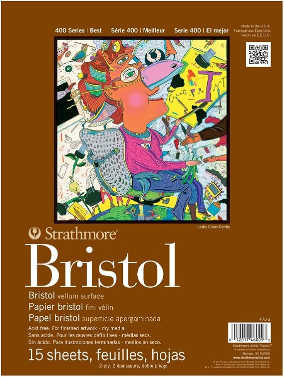 Strathmore 400 Series Bristol, 2-Ply Vellum, 11"x14" Tape Bound, 15 Sheets