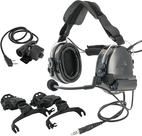 ARC Rail Adapter & Tactical Headset Hearing Protection & Ken 2 Pin PTT