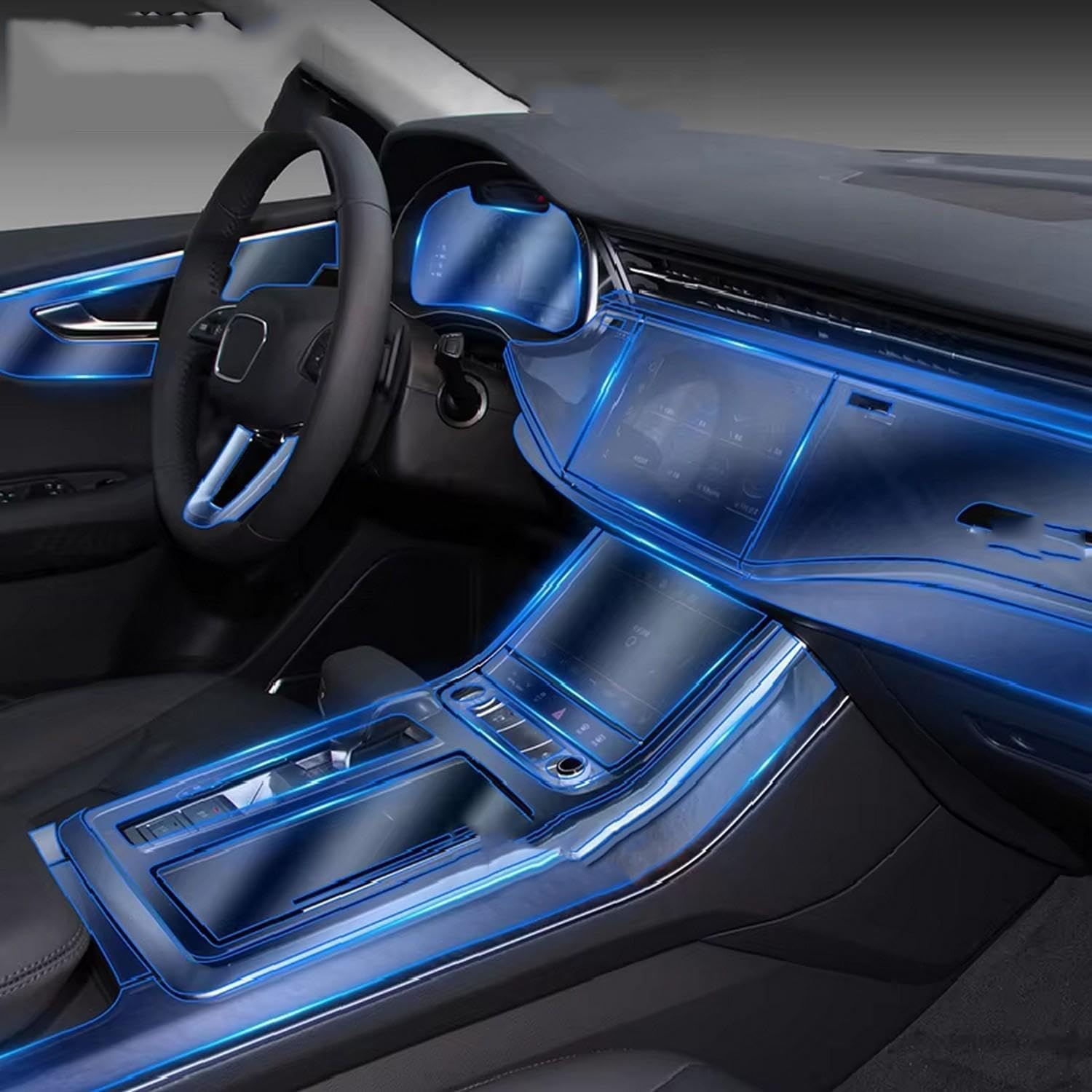 Car Interior Center Console Transparent TPU Protective Film Anti-Scratch Repair Accessories Refit，for Audi Q7 Q8 2019-2022 2023