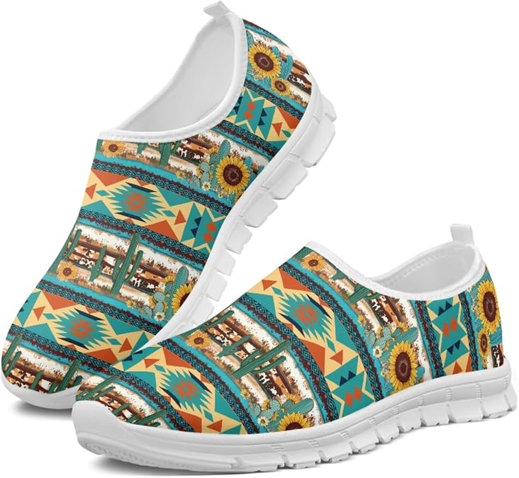 Aztec Tribal Print Women's Slip on Shoes Fashion Loafers Mens Walking Sneakers Low Top Casual Shoes Non Slip