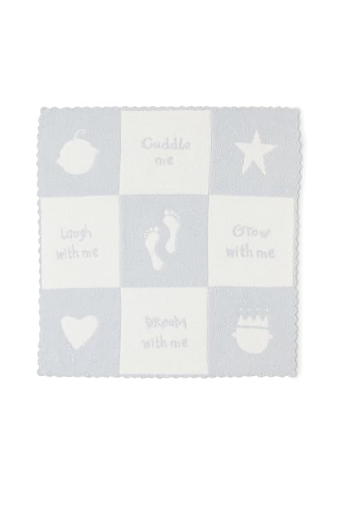 Barefoot Dreams CozyChic Cuddle Receiving Blanket, Blue-Pearl, 30"x30"