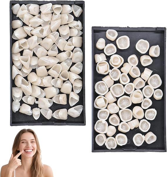 120 Pcs Temporary Tooth Cap,Front & Back Temporary Crowns for Teeth Broken Chipped & Lost Crown Repair,Compact and Portable No Easy Falling