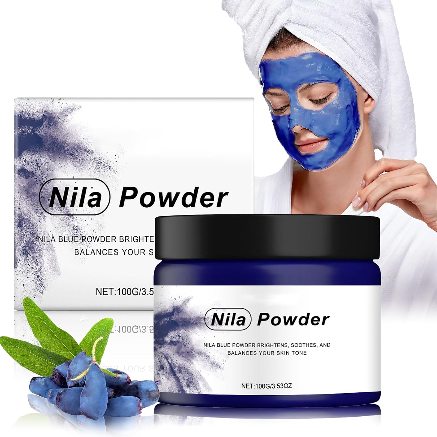 Nila Powder Marokko Nila Mask Porenminimierer Feuchtigkeitsspendende Blaues Pulver Marokkaner Straffende Haut Nila-Pulver Gelee-Gesichtsmaske Aufhellendes Maskenpuder Täglichen Gebrauch