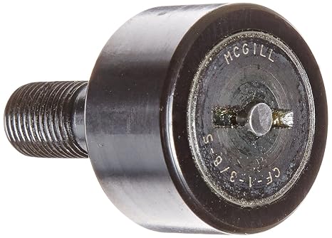 McGill CF1 3/8S Cam Follower, Standard Stud, Sealed/Slotted, Inch, Steel, 1-3/8" Roller Diameter, 3/4" Roller Width, 1-1/4" Stud Length, 1/2" Thread Size, 2-1/32" Overall Length, 0.500" Stud Diameter