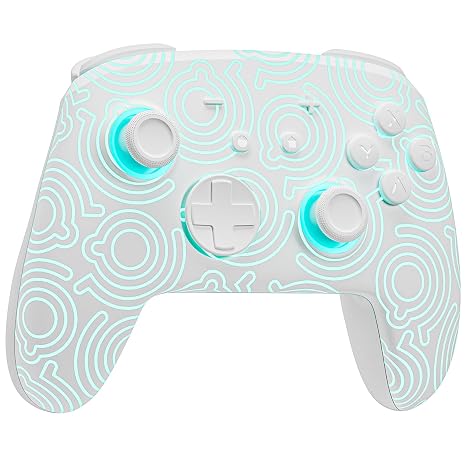FUNLAB Switch Pro Controller Wireless Compatible with Nintendo Switch2/OLED/Lite, Hall Effect Switch Controllers, Firefly Bluetooth Remote Gamepad Control with RGB 7 LED Colors/Turbo/Motion/Paddle - White