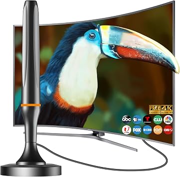 TV Antenna for Smart TV Indoor Long Range Digital Antenna for Local Channels, with Strong Magnetic Base, Compact & Portable, Easy Setup, and 1080p/4K/8K Support for All TVs