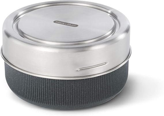 BLACK + BLUM Glass Lunch Bowl | Leak-Proof Oven Safe Meal Prep Lunch Box Food Container, Slate, 25 fl oz / 750 ml
