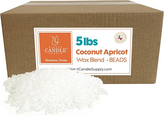 Direct Candle Supply Apricot Wax for Candle Making, 10lb Apricot Candle Wax Pellets, Creamy Blend for High Load Fragrance Formulation, Candle Making Supplies
