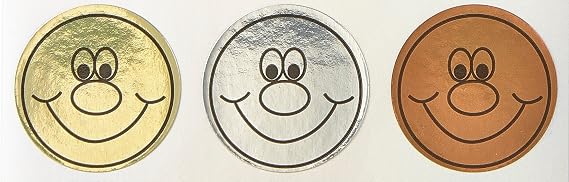 Sticker Solutions Gold, Sliver, Bronze Smile Stickers (Pack of 180)