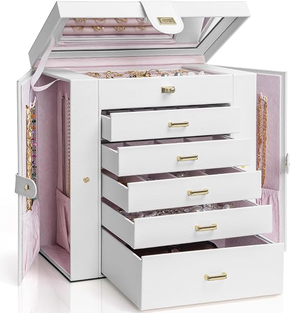 AKOZLIN 6-Tier Jewelry Box Organizer 5 Drawers Jewelry Storage Case