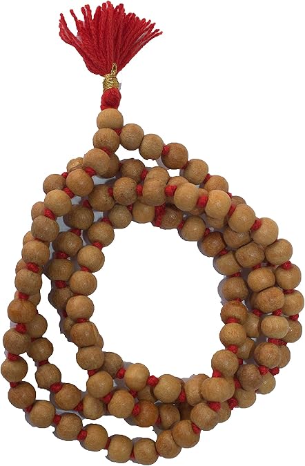 8MM Tulsi mala Beads Necklace Holy Basil 108 + 1 Beads Ram Japa Prayer Mala Energized 108 Hindu Tibetan Buddhist Rosary for Chanting Mantra