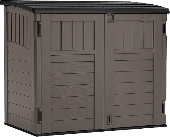 Suncast 34 Cu Ft Horizontal Storage Shed, Resin, Lockable, Stoney Black