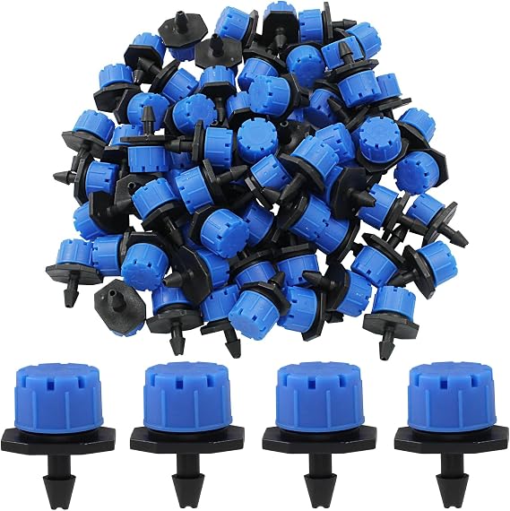 100pcs Blue 1/4 Inch 360 Degree Drip Irrigation Emitters