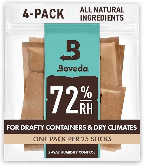 Boveda 72% Humidity Control Packs, Size 60, 4-Pack - for Dry Environments