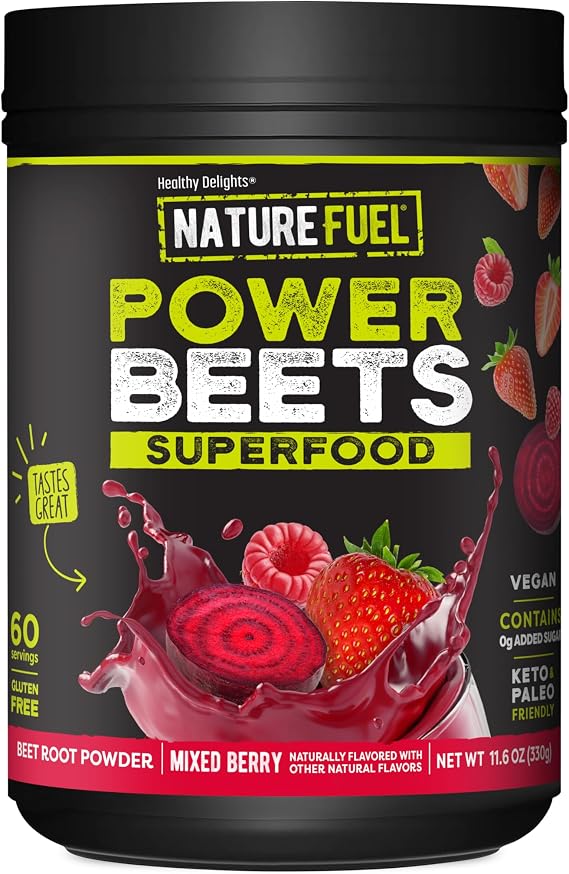 SlimFast Nature Fuel Power Beets Powder, Delicious Mixed Berry, 60 Servings