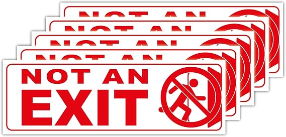 5-Pack Not an Exit Signs & Labels Polypropylene Glossy-Laminated Waterproof Decals (3.94" x 11.81") Weather & Water Resistant for Office, Buildings, Workplace