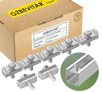 Strut Channel Nut and Bolt - 1/4" x 15/16" for 1-5/8" Strut Channel. 8mm Thickened Strut Nut 1/4"-20 with Thickened Galvanized Plating (16 Pack)
