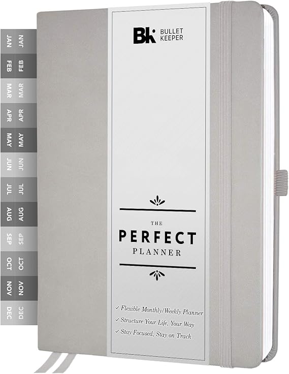 BK UNDATED Yearly Weekly/Monthly Planner 2026-27 Daily Planner Agenda & Personal Organizer to Increase Productivity, Academic Planner w/Sticker Set. A5 (5.8 x 8.3) - Gray Hardcover