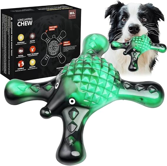Tough Dog Chew Toy for Aggressive Chewers Durable Bacon Flavored Nylon Bone for Large Dogs, Fillable Dental Toy for Teething, Indoor Chewing & Crate Training, Boredom Relief Gift