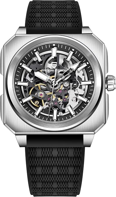 Pagani Design Luxury Men's Automatic Mechanical Watch Stainless Steel 50m Waterproof Sports Watch Sapphire Crystal Glass Leather Strap Tape Gift Watch