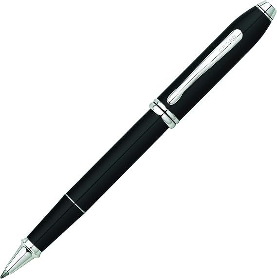 Cross Townsend Refillable Rollerball Pen, Rhodium-Plated Appointments, Includes Luxury Gift Box - Black Lacquer