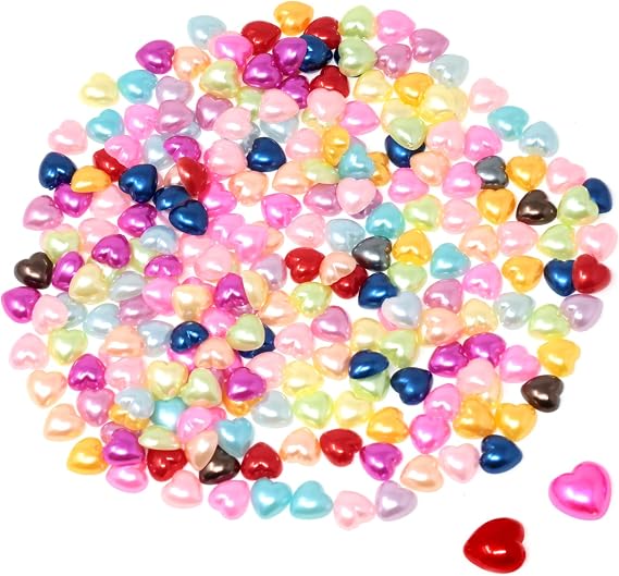 Honbay 500PCS 10mm Love Heart Flatback Resin Charms - Cute Sweet Heart Shape Slime Charms Imitation Pearl Resin Embellishments - Assorted Colors