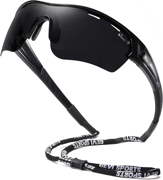 Bevi Sports Sunglasses Polarized Lens with TR90 Durable and Flexible Ultralight Frame for Men Women Running Driving Cycling