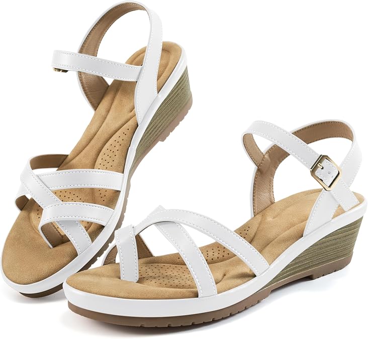 Aomigoct Dressy Womens Wedge Sandals: Comfortable Platform Work Sandals for Women 2026 - Casual Walking Wedding Shoes