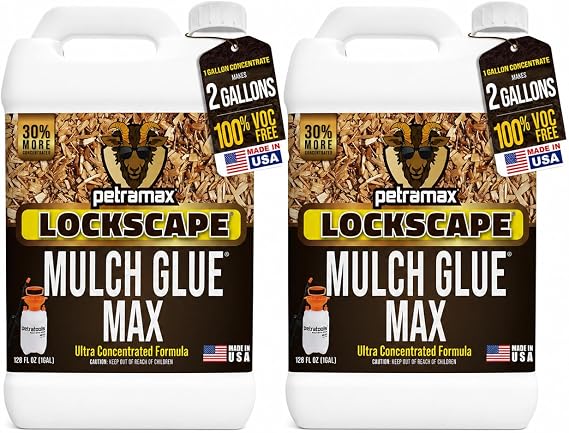PetraMax Lockscape Mulch Glue for Landscaping, Max Concentrate (1 Gal x 2)