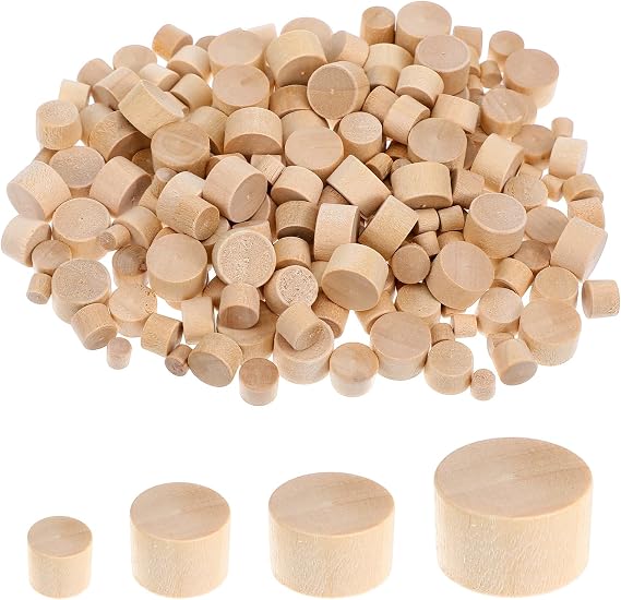 cobee 200 Pcs 4 Sizes Wood Plugs,(1/2, 3/8, 5/16, 3/16 Inch)