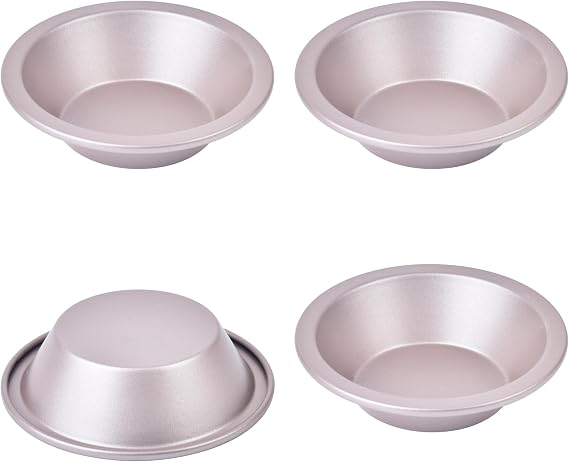5-Inch Mini Pie Pan Set, 4-Piece Pot Pie Pans, Non-Stick, Round Mini Pie Pans for Baking (Champagne Gold)
