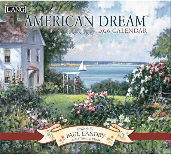 Lang American Dream 2026 Wall Calendar 12-Month Calendar with Stapled Binding, Linen-Embossed Americana Art by Paul Landry, 13.4" 12"