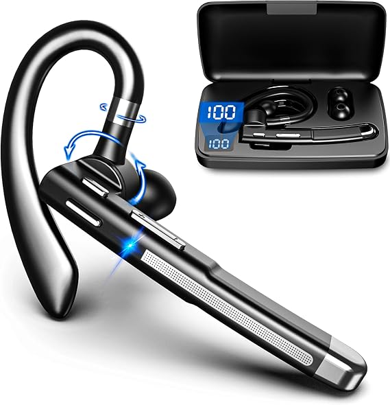 Wireless Headphones Wireless Ear Clip Sport Headphones with HiFi Sound Quality and 36 Hours PlaytimeOpen Ear Bluetooth Headphones with IP7 Water Proof and LED Display Charging Case