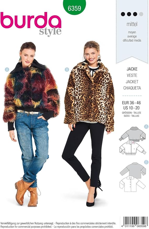 Burda Style Sewing Pattern B6359 - Misses' Fur Coats, A(10-12-14-16-18-20)