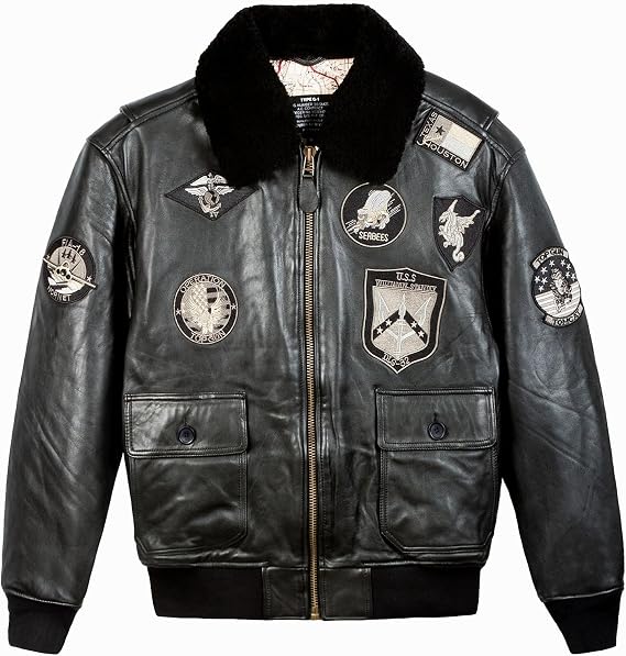 Top Gun Official Signature Series Leather Jacket With Removable Mouton Collar