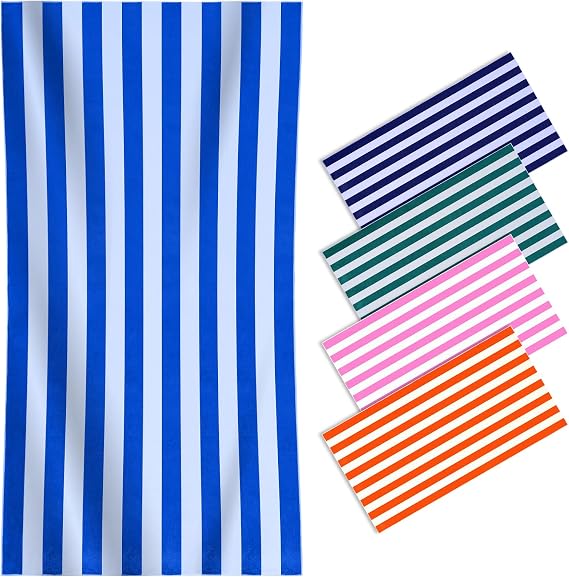 Genovega Oversized Terry Beach Towel 36 x 72 in Soft Extra Large Big Pool Swim Towels for Adult XL Clearance Big Travel Blanket Cruise Vacation Essentials Accessories Lounge Chair Cover Palm Blue