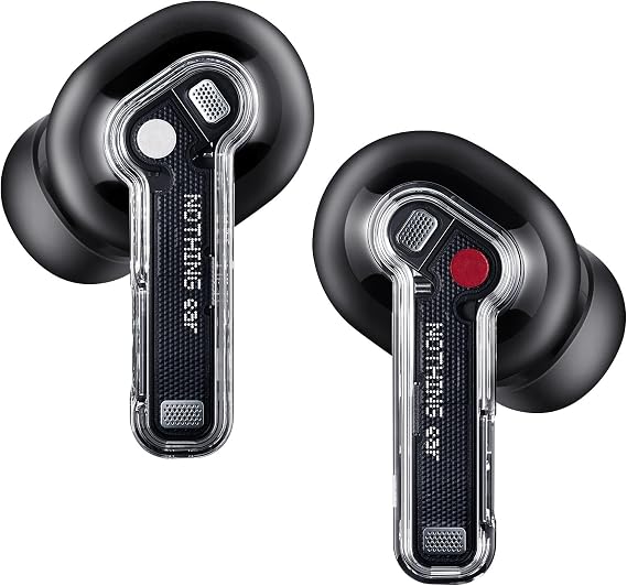 Nothing Wireless Bluetooth Ear Headphones with Hi-Res Audio Active Noise Cancellation Advanced Equalizer and up to 40.5 Hours Playback Time - Black